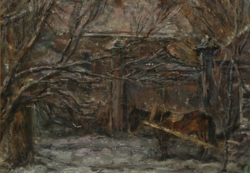 Юстицкий В.М. Зимний пейзаж. 1947. Холст, масло. 64х48 (СГХМ, Ж-1333)