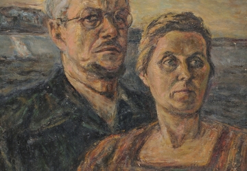 Юстицкий В.М. Автопортрет с женой. 1948. Холст, масло. 71х57 (СГХМ, Ж-2598)