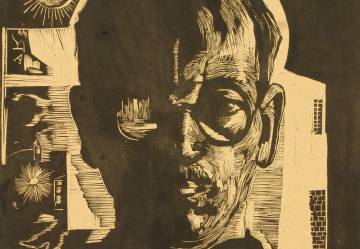 Скворцов А.В. Автопортрет. 1926. Бумага. Линогравюра (СГХМ, Г-6824)
